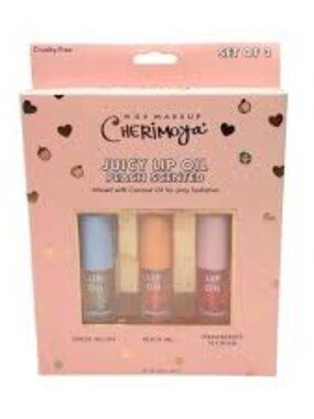 NWT- Cherimoya Juicy Lip Oil 3 Pack Hydrating Glossy Lip Treatment NIB NEW Peach